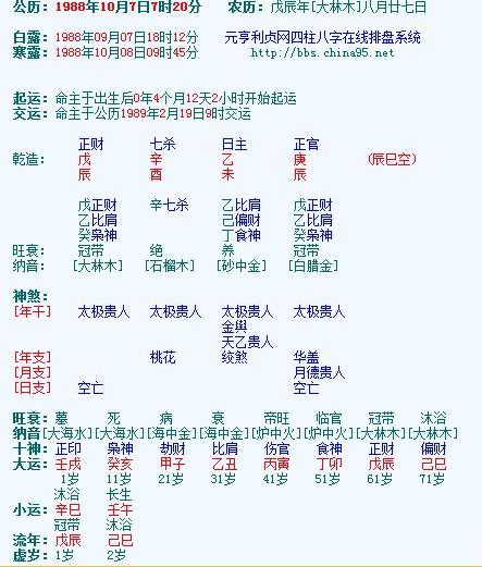 亨利八字排盘 元贞利亨八字排盘