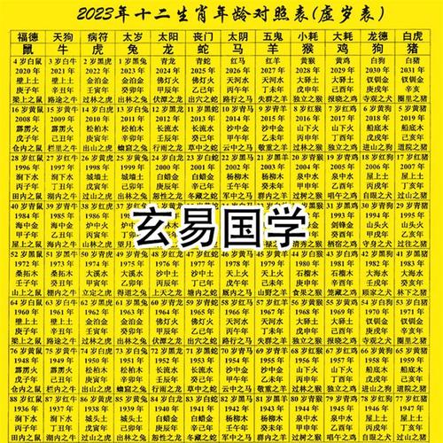 2024年虚岁表十二生肖属相年龄对照六十甲子纪年五行纳音塑封防水