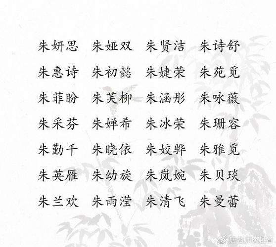 朱姓女孩起名100分(朱姓女孩名字)