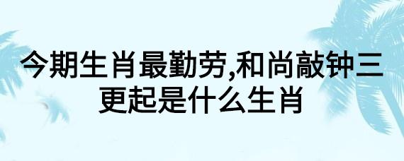 今期生肖最勤劳和尚敲钟三更起是什么生肖