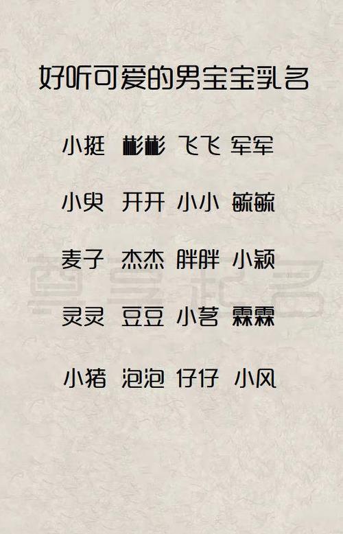 所以些充满喜悦和快乐情绪的字眼是十分的适合给男孩起小名的.