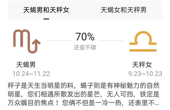 天蝎天平座配对指数(天蝎和天秤朋友指数)