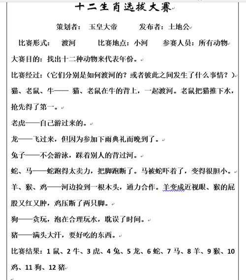 十二生肖的故事读后感(十二生肖的故事简写20字)