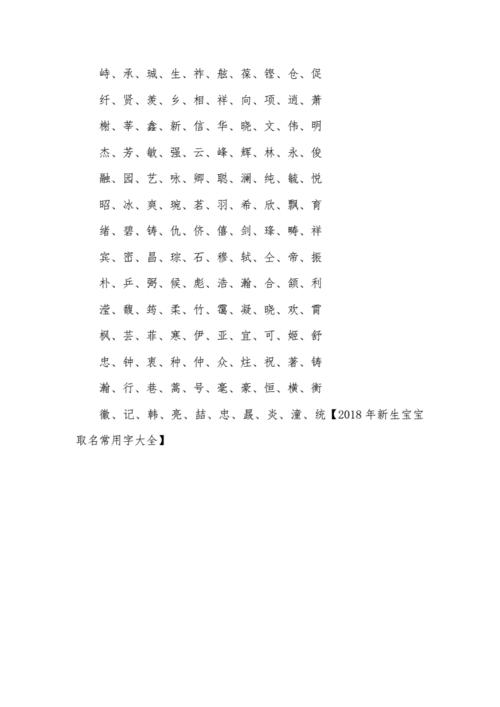 2023年新生宝宝取名常用字大全docx4页