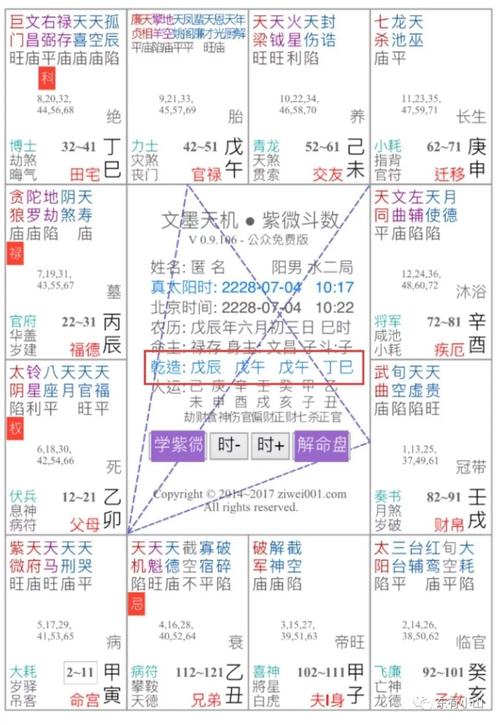 紫薇命盘排盘详解与分析 紫微命盘排盘解析