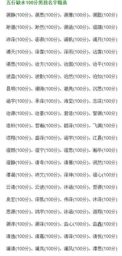 的男孩名字-五行缺水100分男孩名字取名缺水男孩名字大全_玄禅起名网