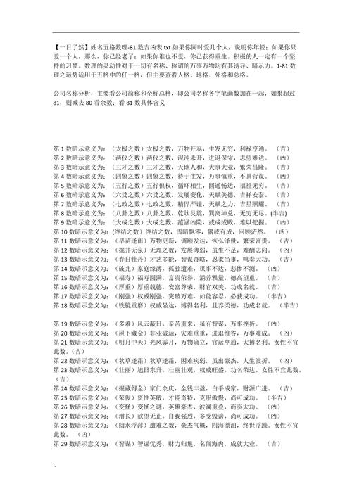 81数理起名吉凶对照表 1-81数理取名