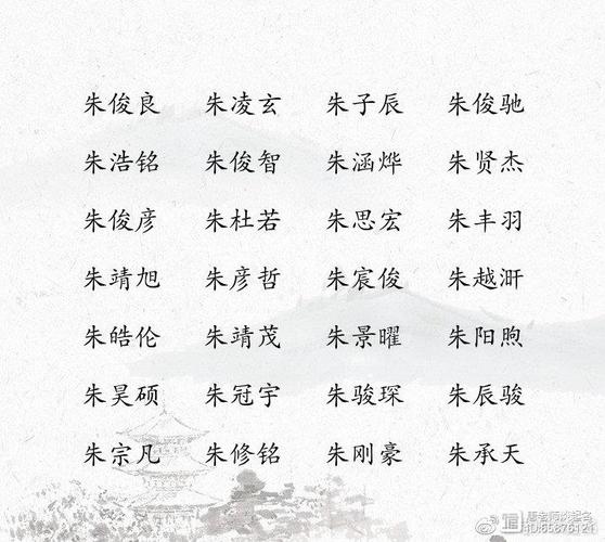 朱字起名男孩名字大全(适合朱姓的男孩名字)